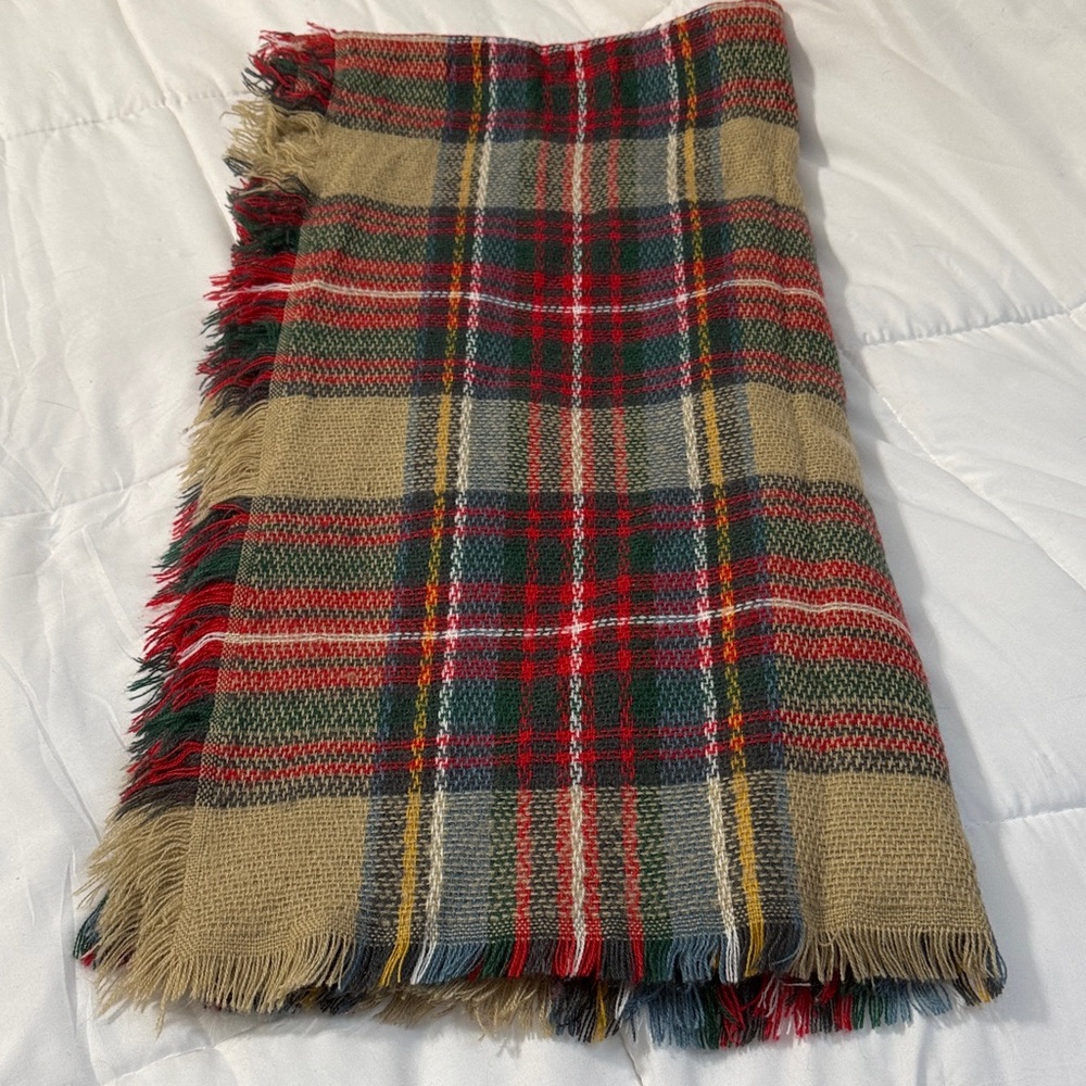 Plaid Fringe Scarf